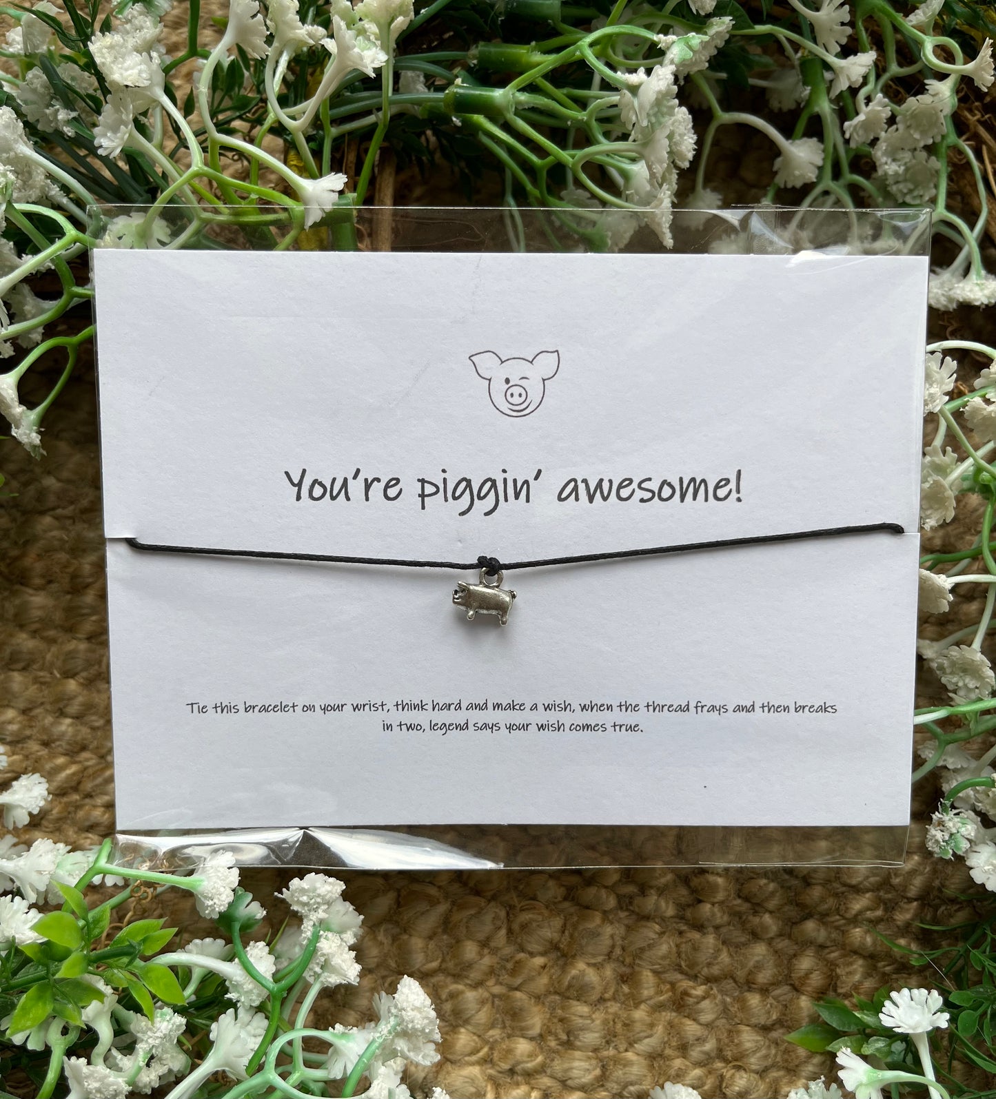 "You're Piggin Awesome" Pig Wish Bracelet